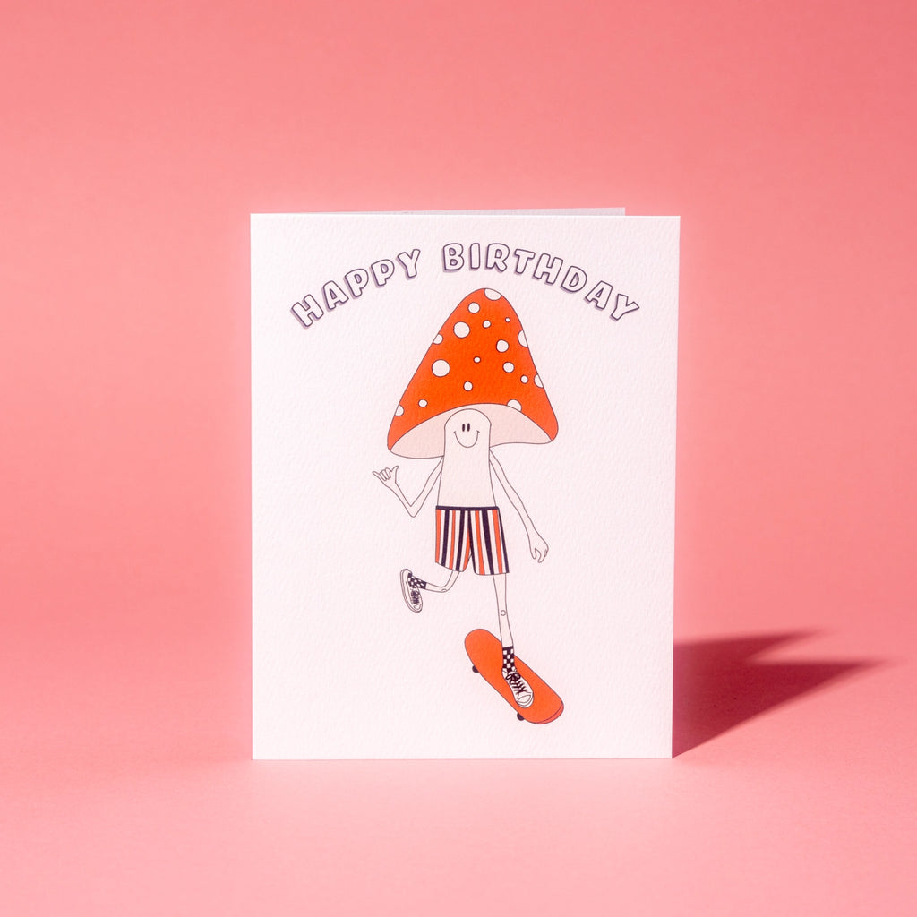 Mushroom Skating Greeting Card