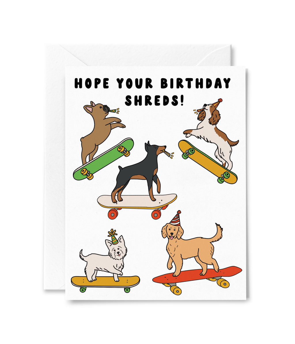 Skateboarding Dogs Birthday Card