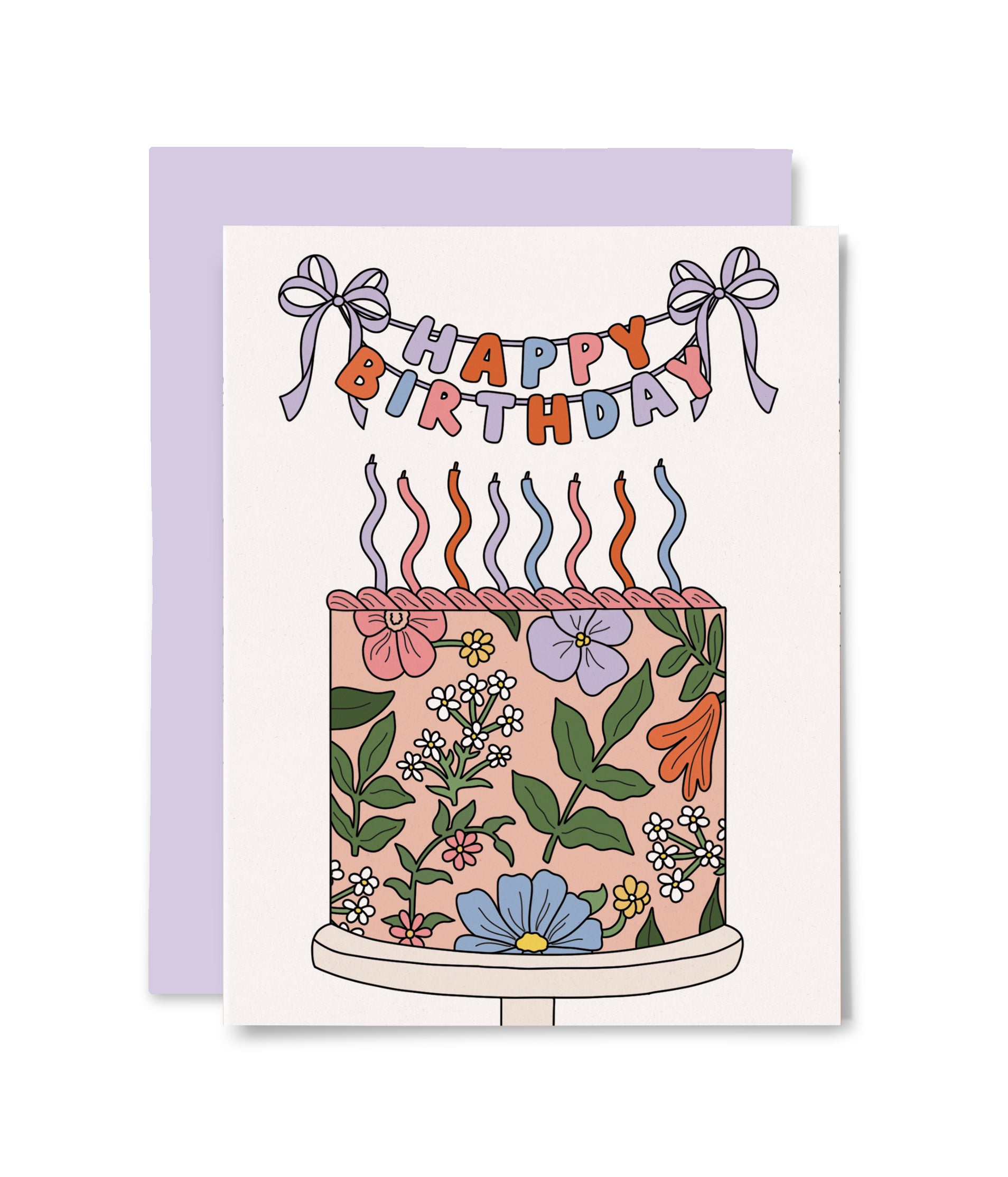 Floral Birthday Cake Greeting Card