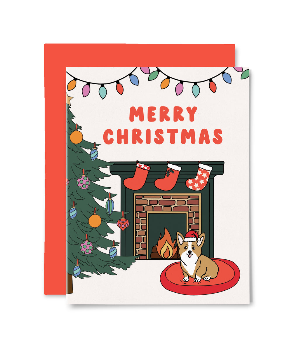 Merry Christmas Fireplace Greeting Card