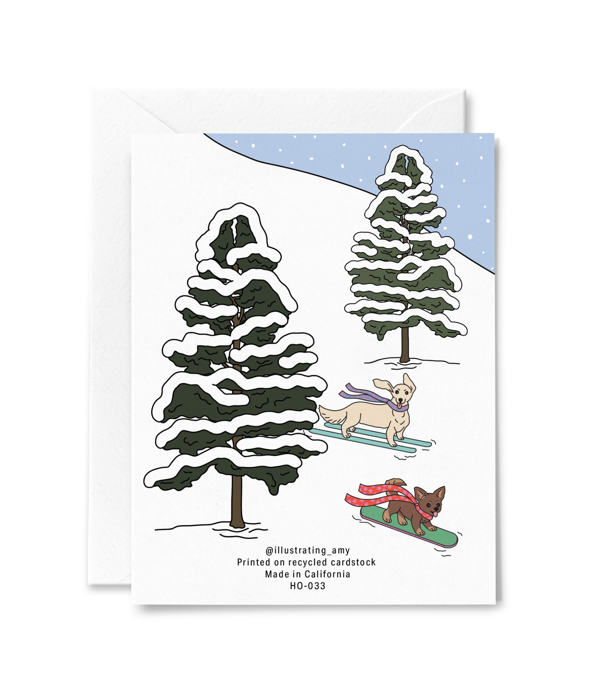 Snowboarding Holidays Dogs Greeting Card