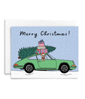 Festive Dog Christmas Tree Car Greeting Card