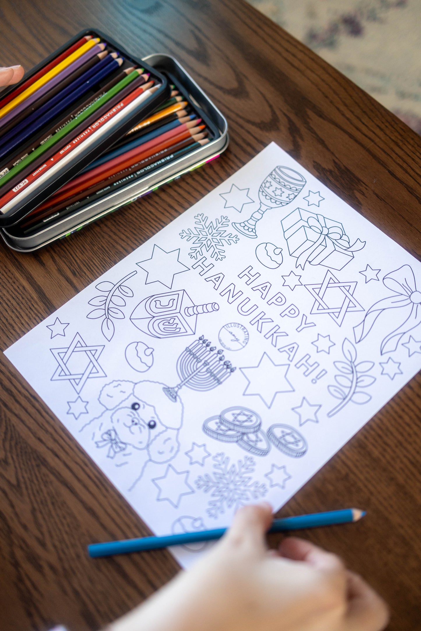 Hanukkah Coloring Sheet – Printable Holiday Art