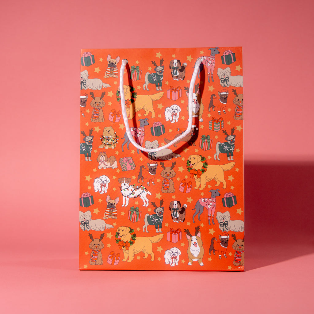 Holiday Dogs In Red Gift Bag (Large Dogs)