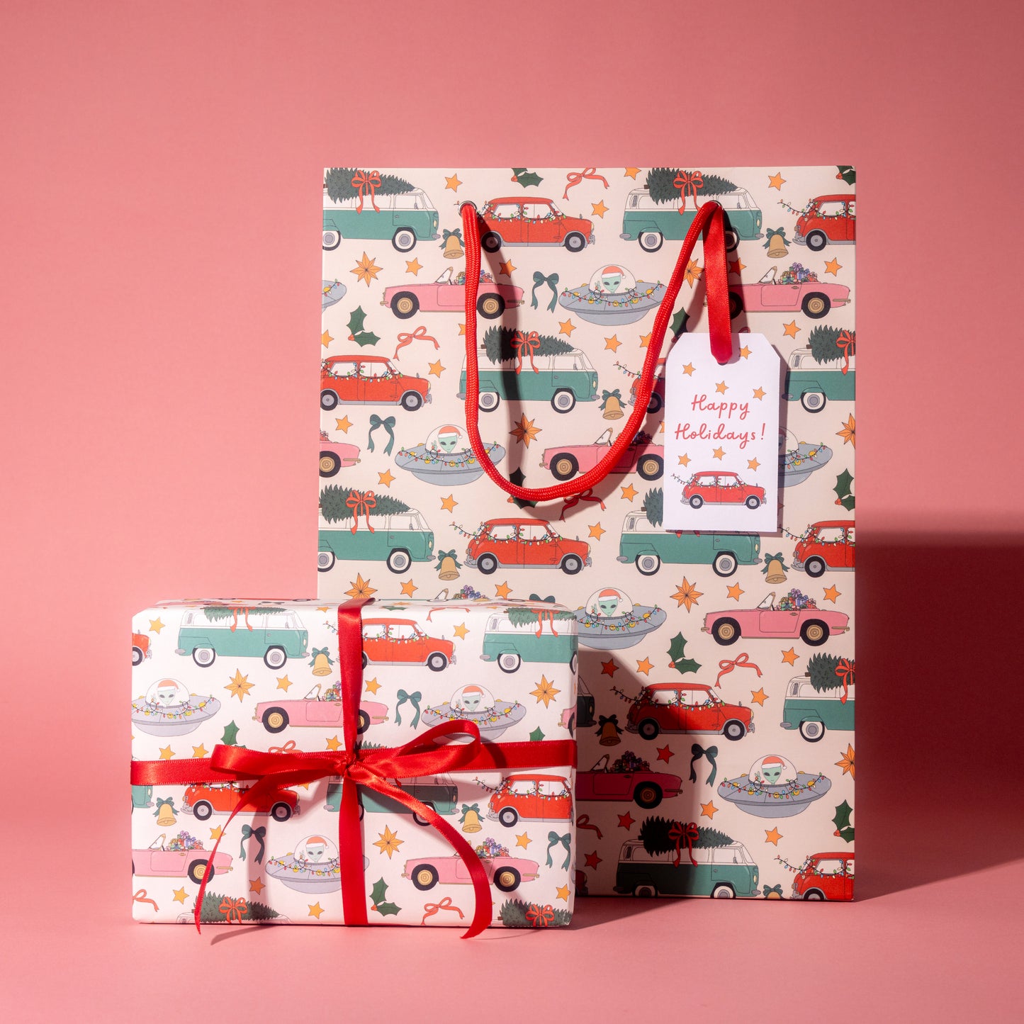 Holiday Car Print Gift Wrap Rolls