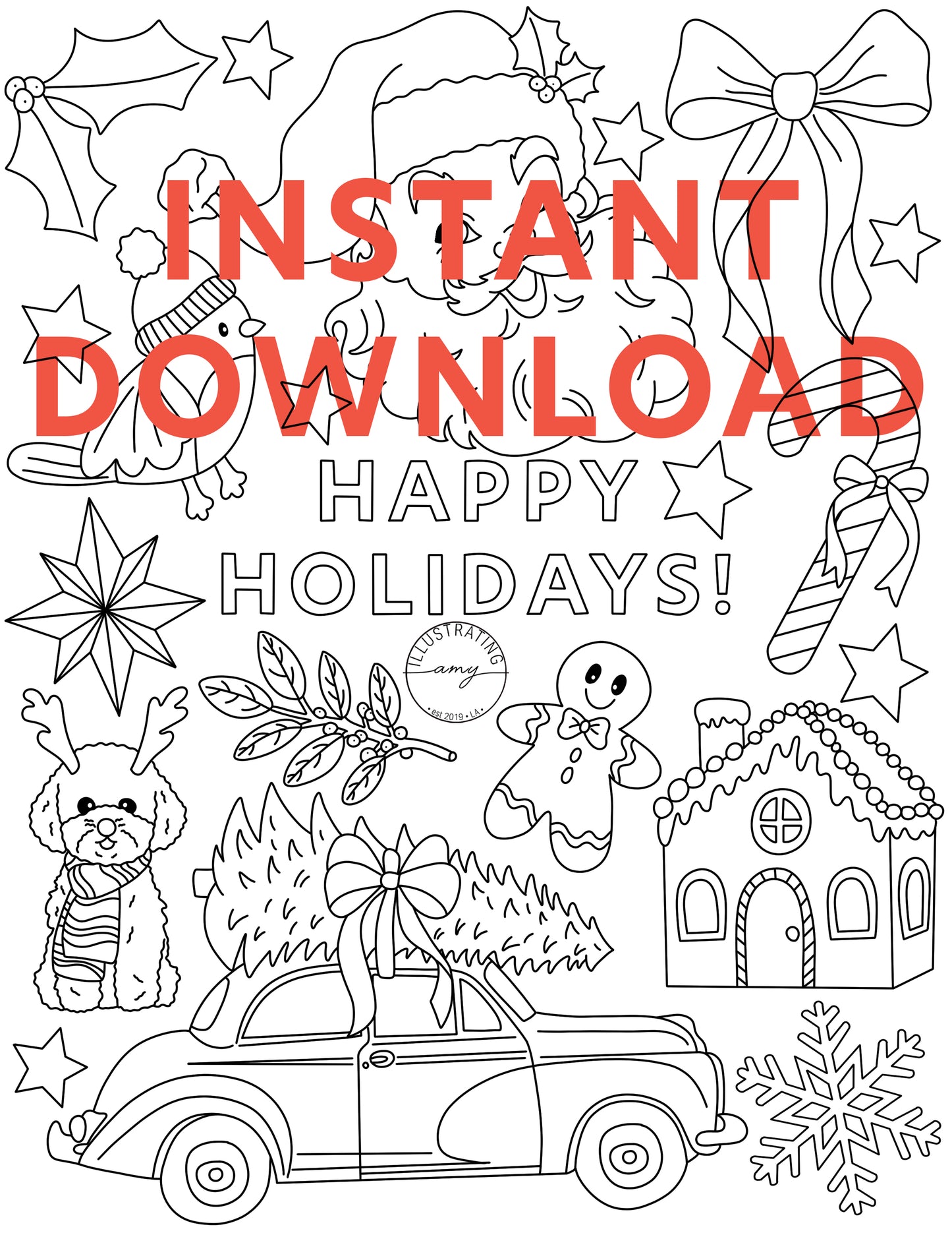 Christmas Coloring Sheet – Printable Holiday Art