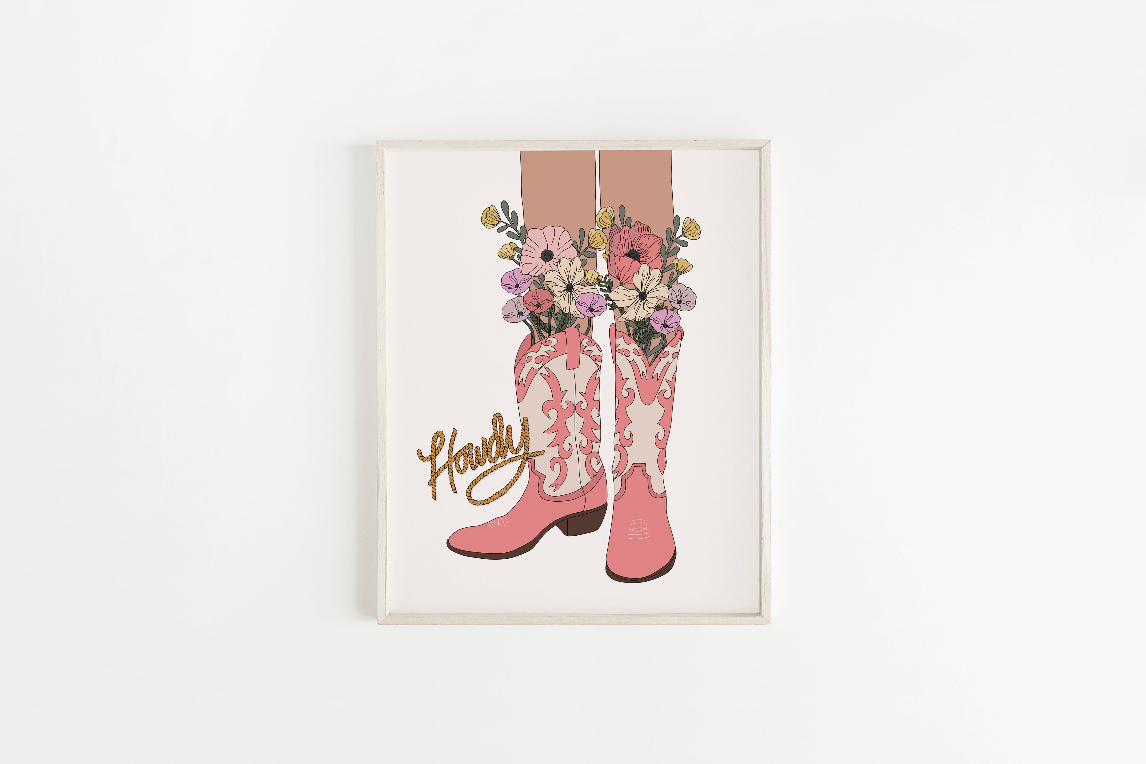 Howdy Cowboy Boots Art Print (11x14 inches)