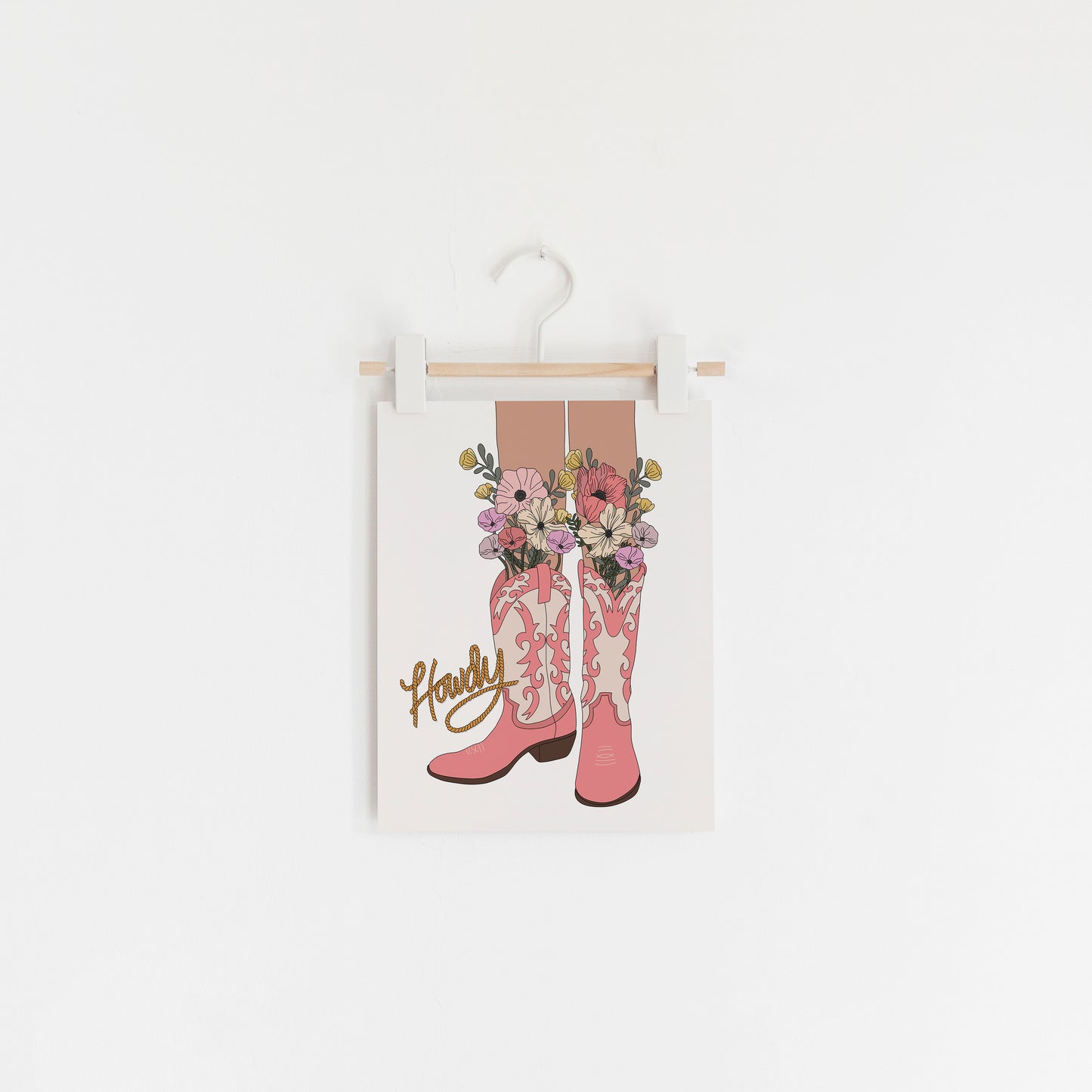 Howdy Cowboy Boots Art Print (11x14 inches)