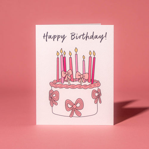 Bow Candles Cake Greeting Card