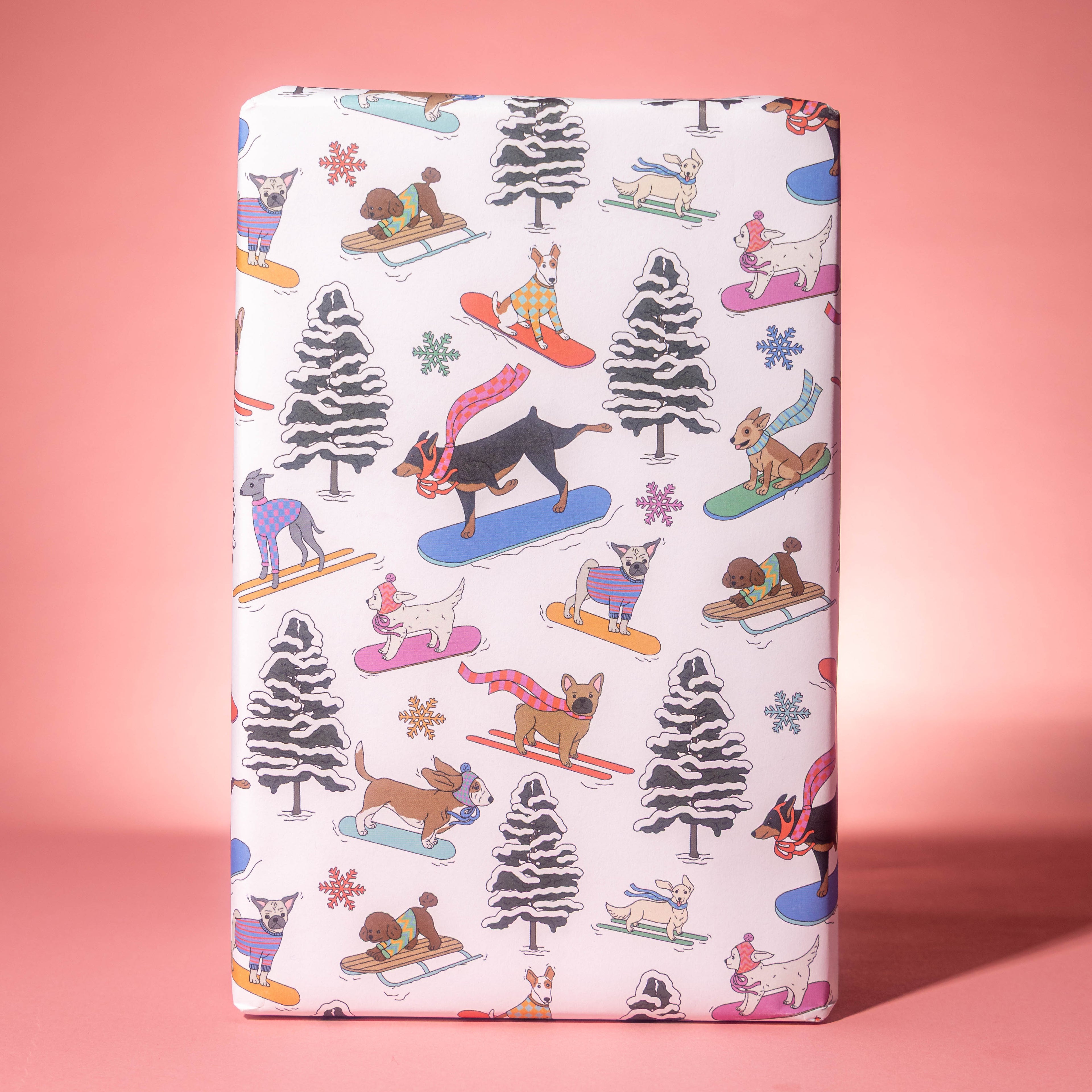 Snowboarding Holidays Dogs Gift Wrap Rolls