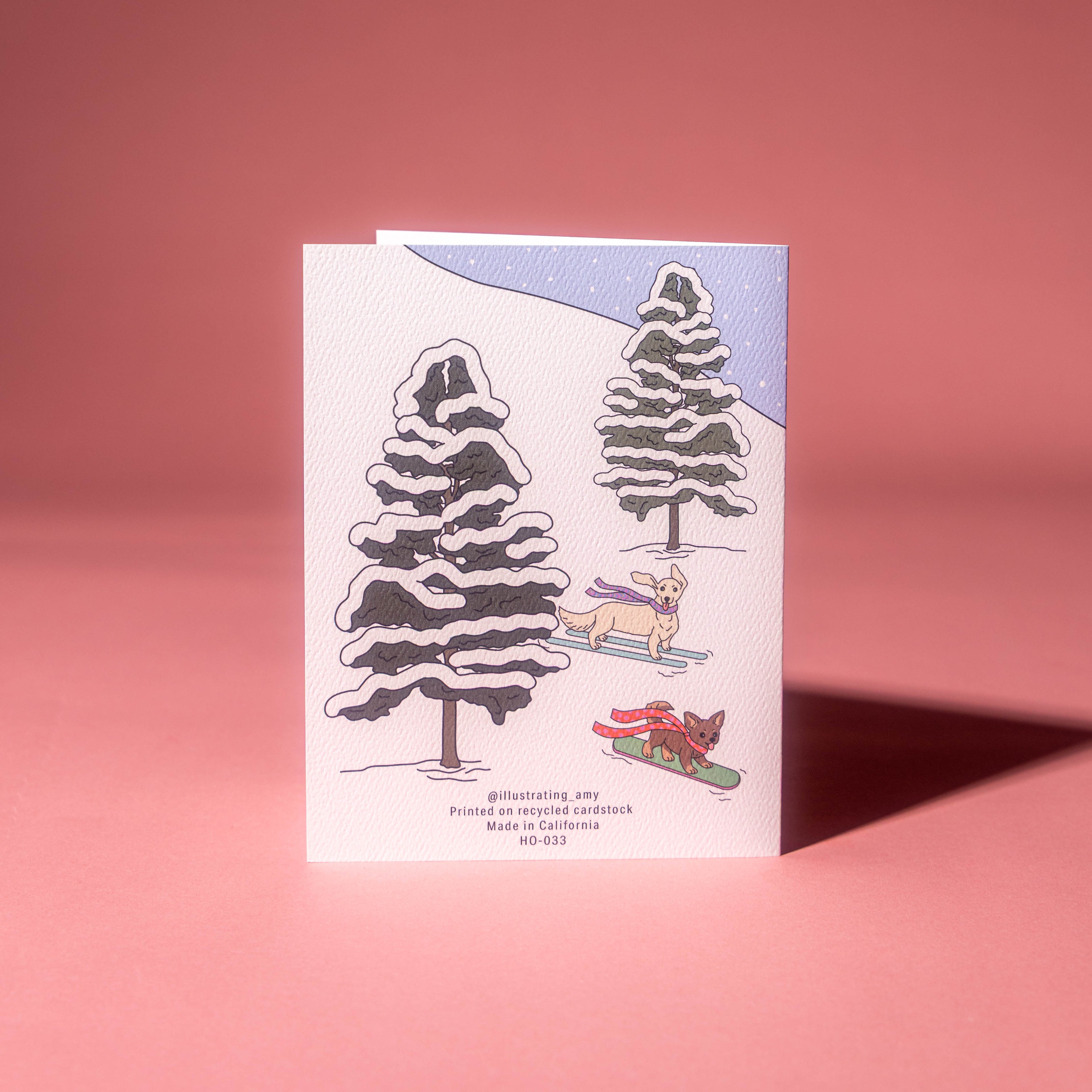 Snowboarding Holidays Dogs Greeting Card