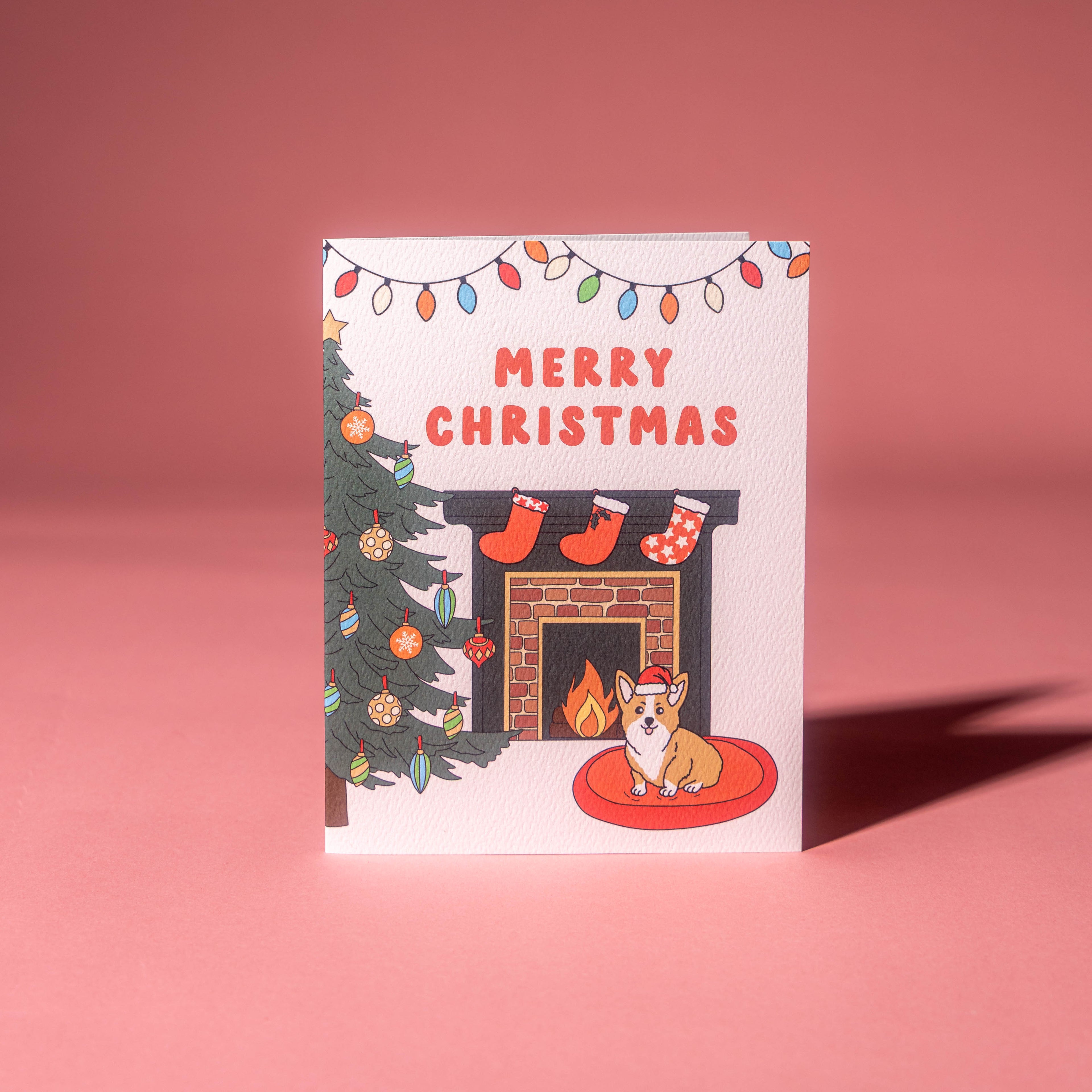Merry Christmas Fireplace Greeting Card