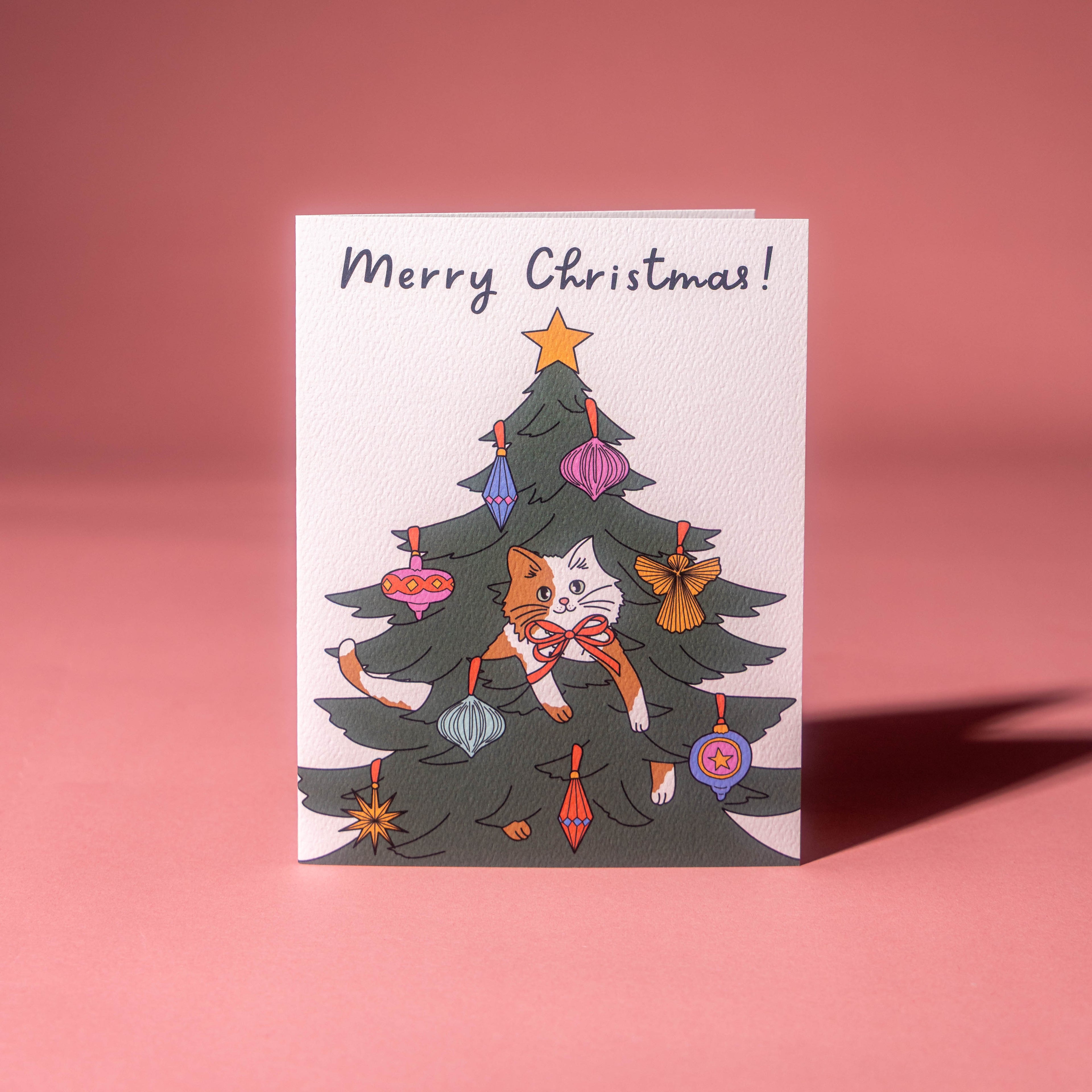 Cat in Christmas Tree Greeting Card