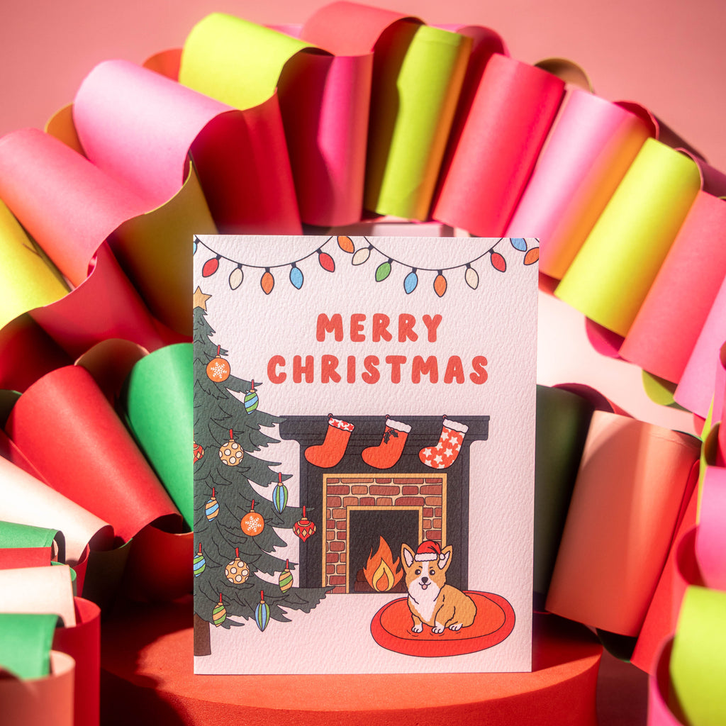 Merry Christmas Fireplace Greeting Card