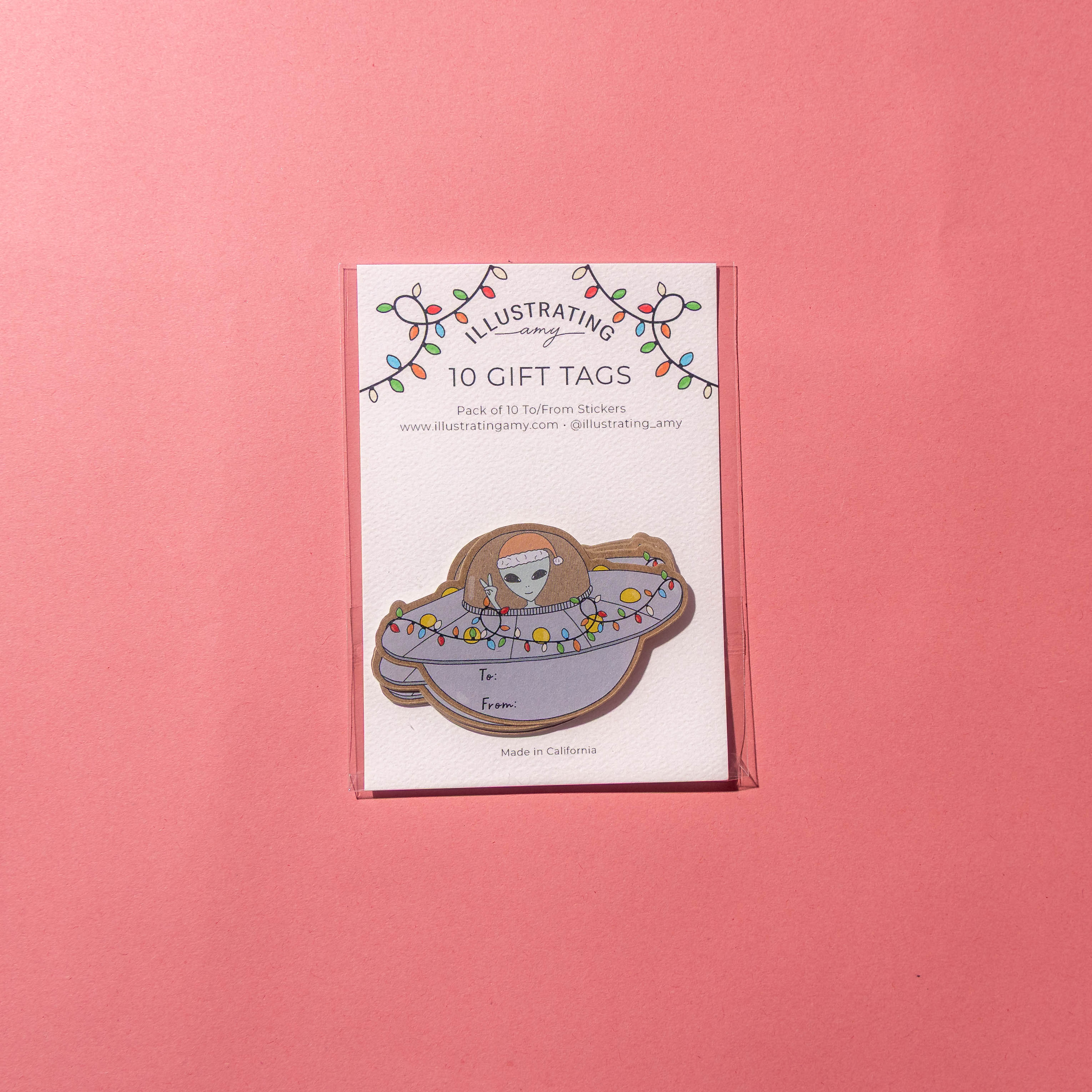Holiday Alien Sticker Tags - Pack of 10