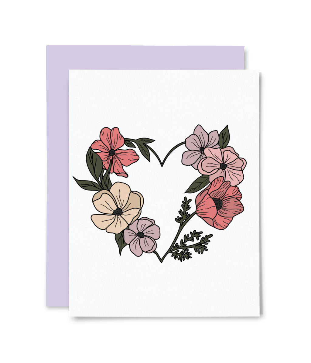 Heart Flowers Greeting Card