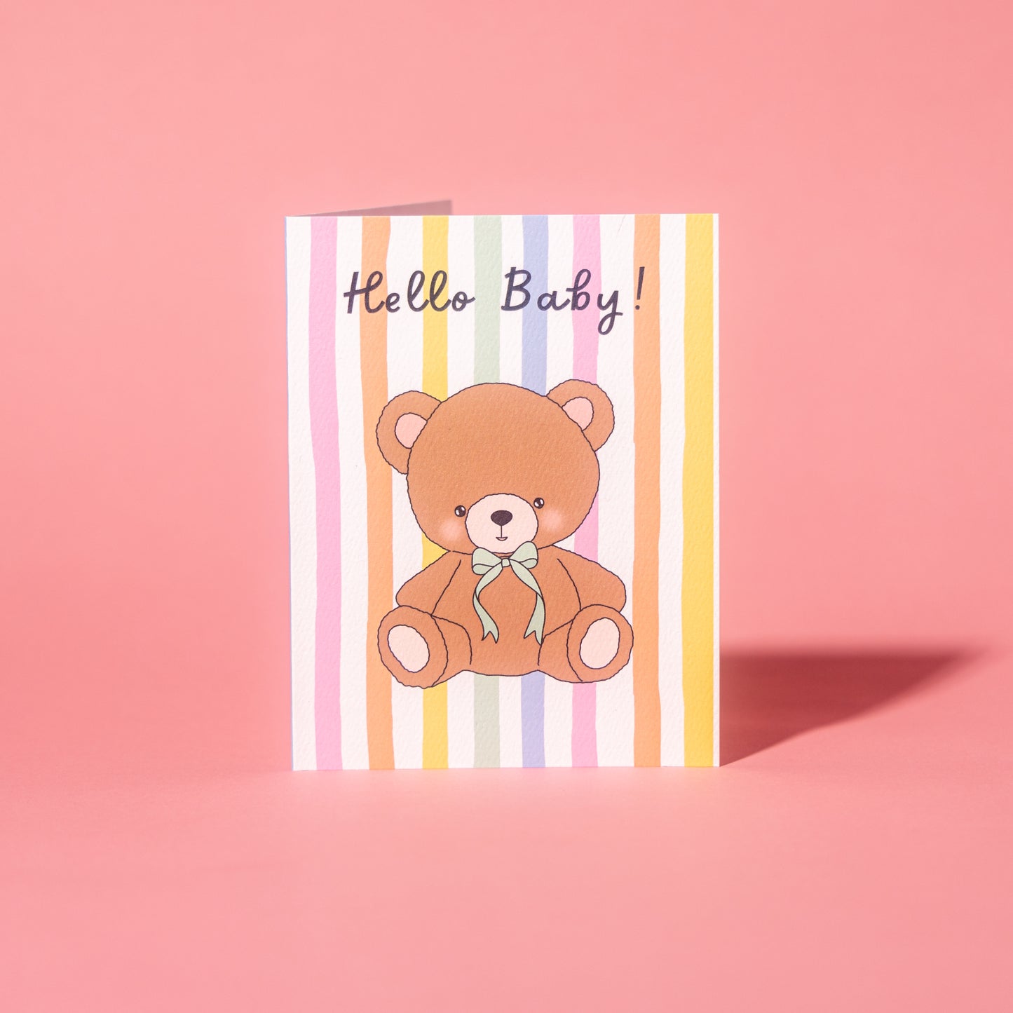 Hello Baby Striped Teddy Bear