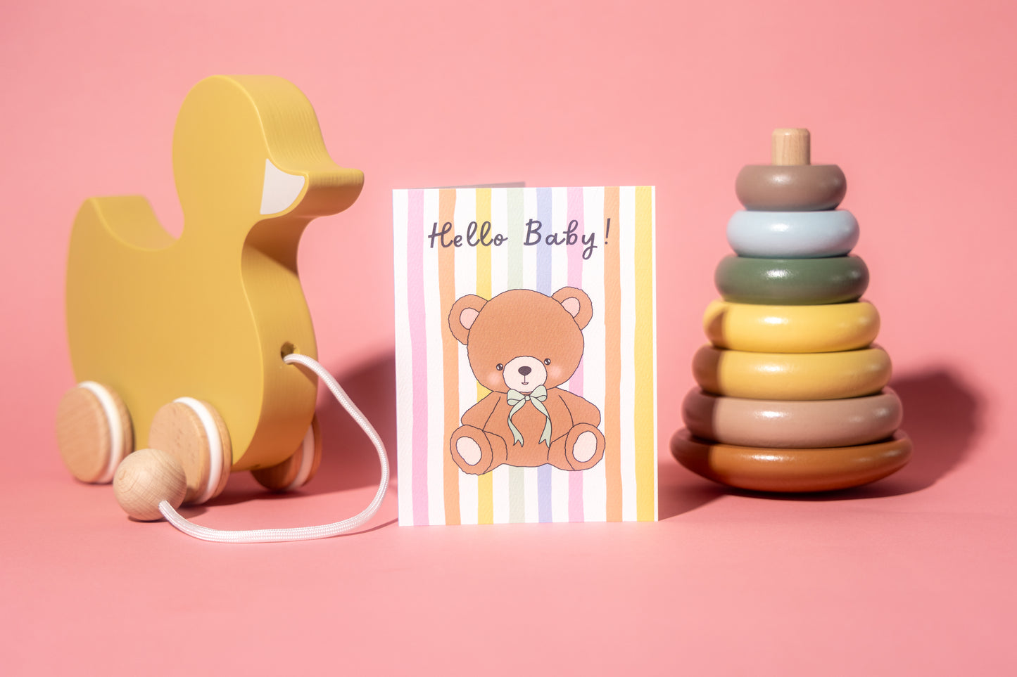 Hello Baby Striped Teddy Bear