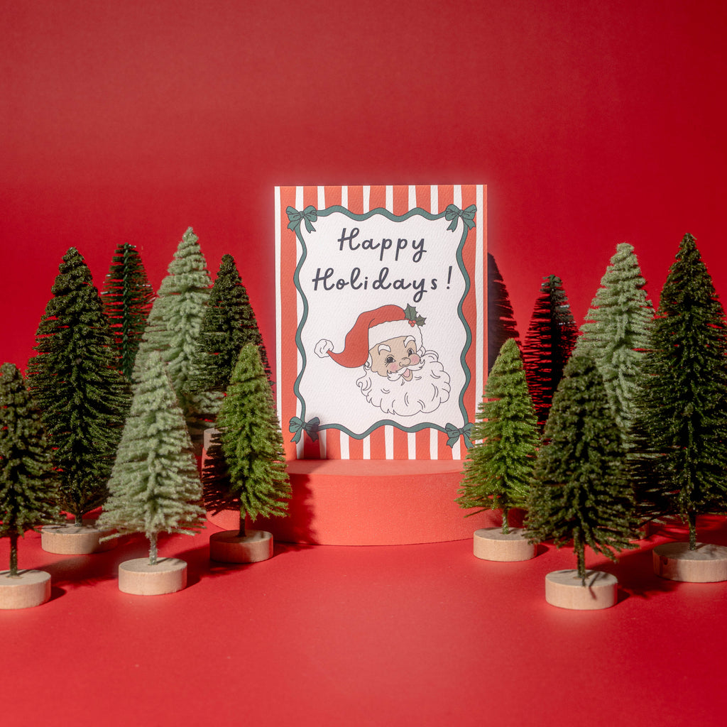 Striped Santa Holiday Greeting Card