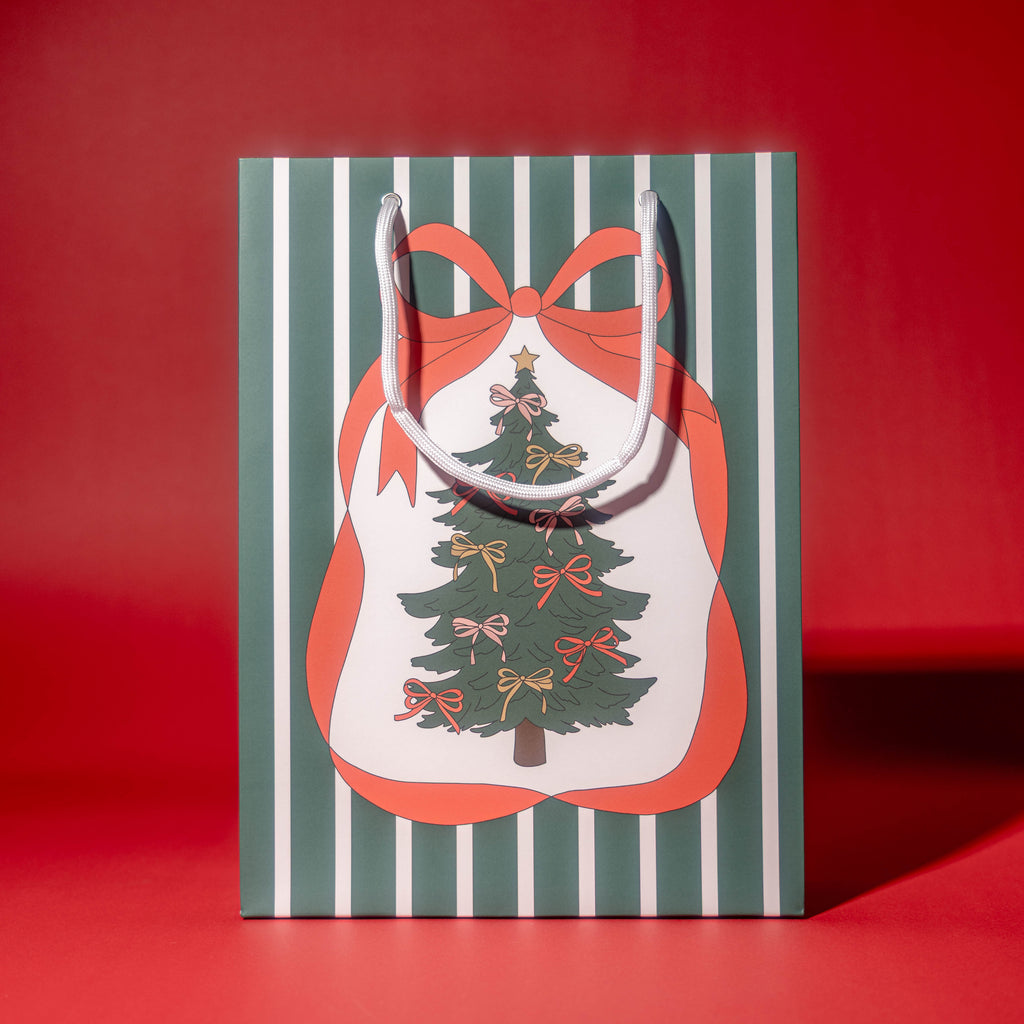 Festive Bow & Christmas Tree Gift Bag
