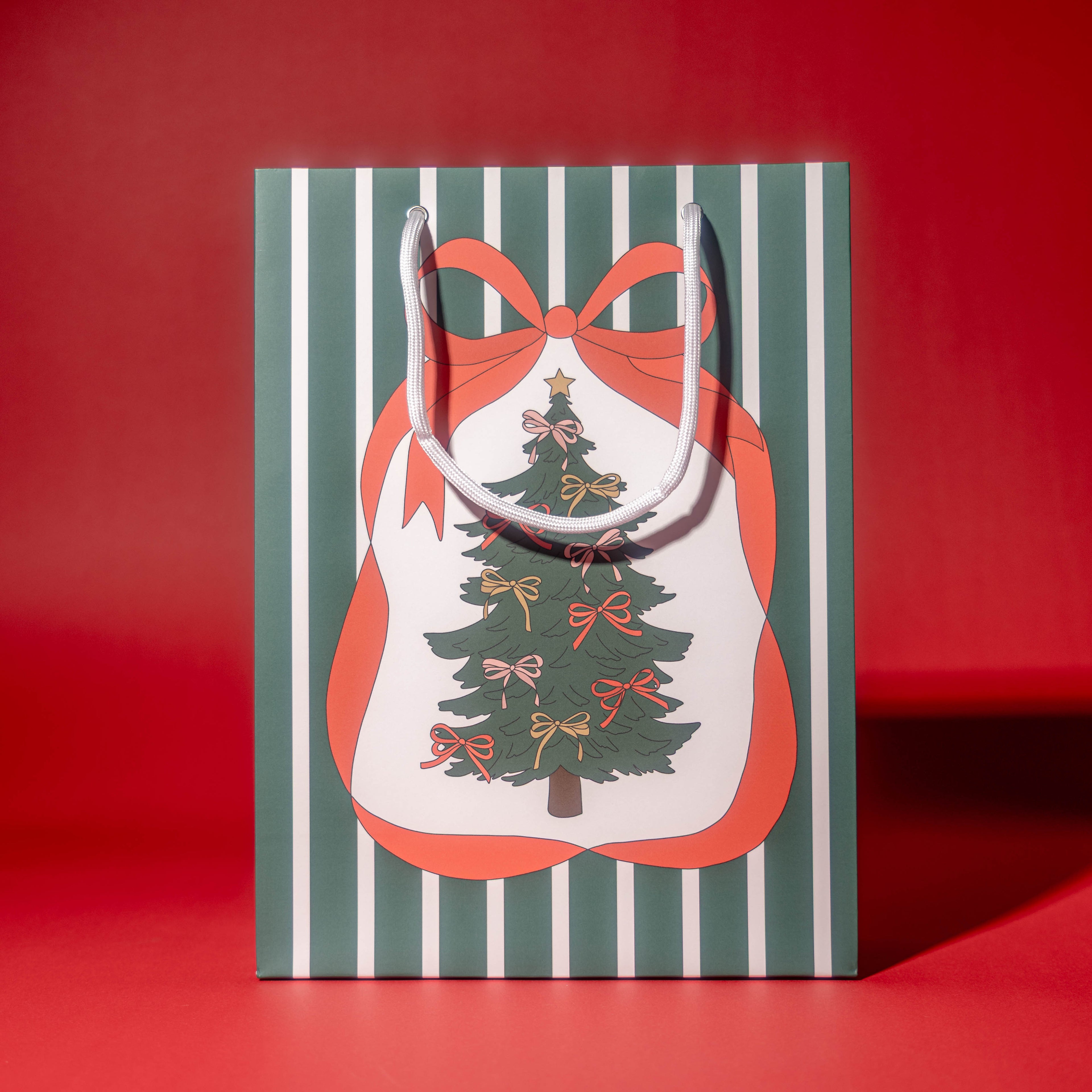 Festive Bow & Christmas Tree Gift Bag