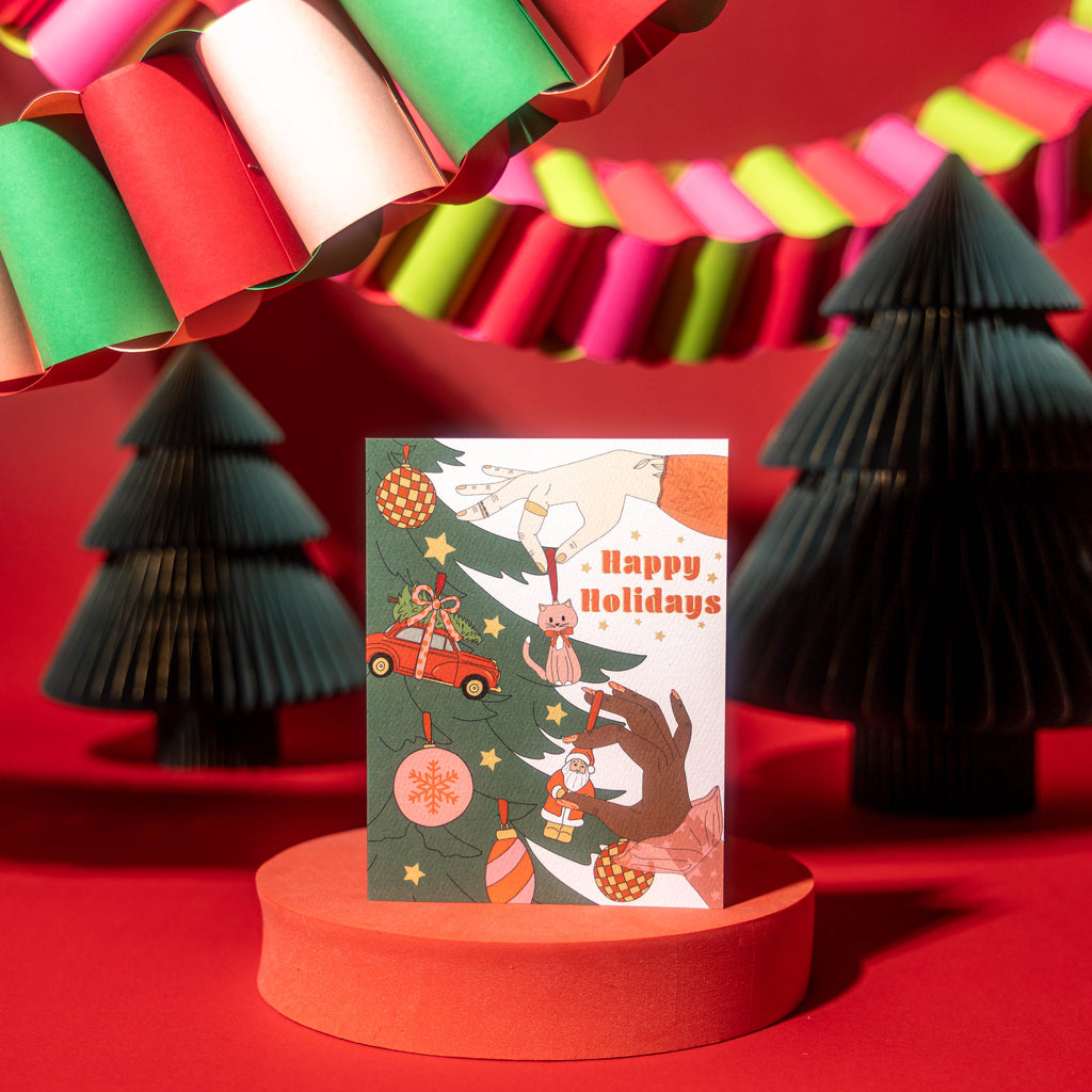 Holidays Decorating Tree Greeting Card