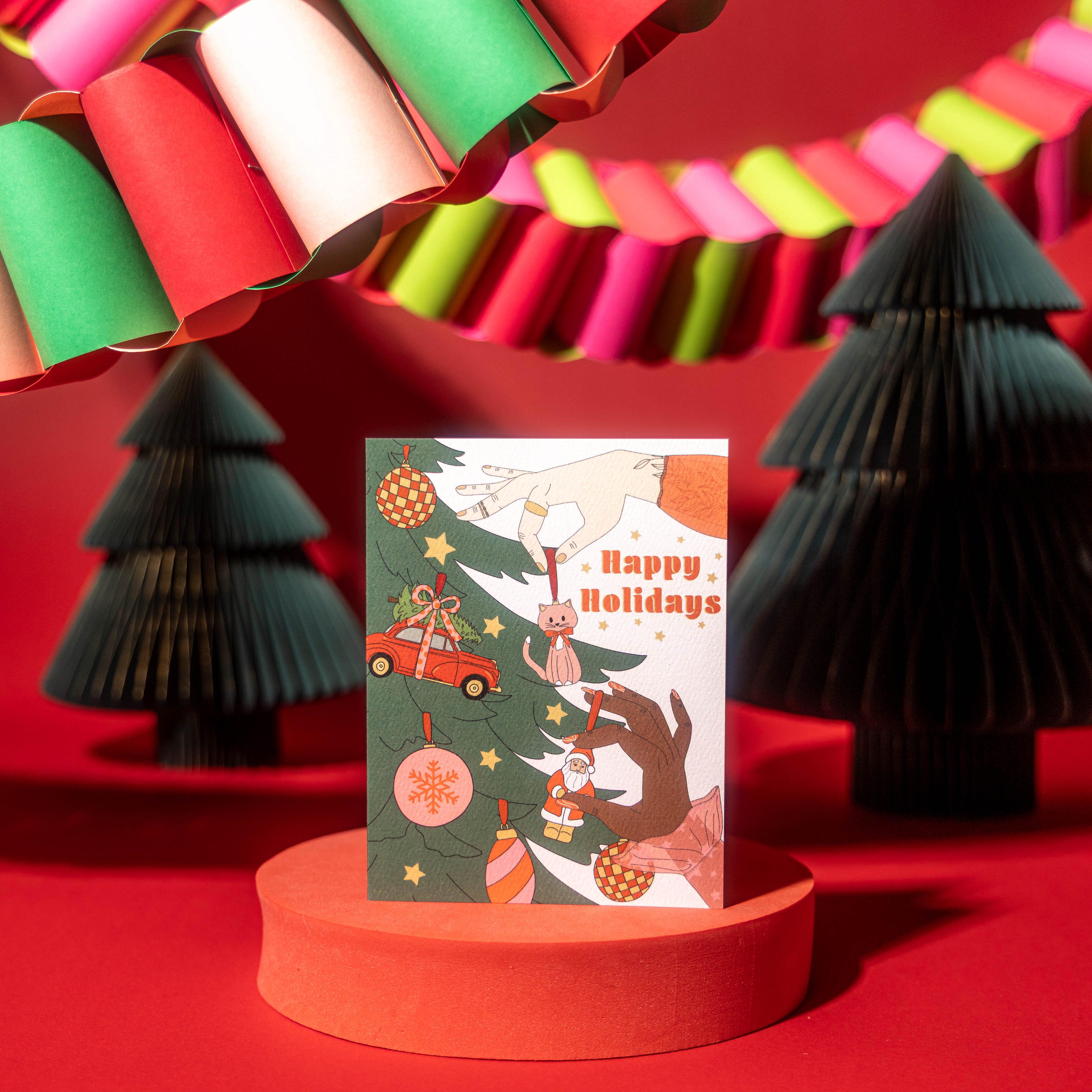 Holidays Decorating Tree Greeting Card