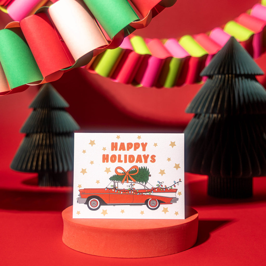 Retro Car Holiday Greeting Card