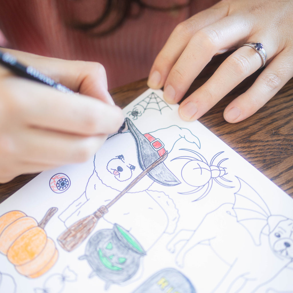 Trick-or-Treat Dogs Coloring Sheet – Printable Halloween Art