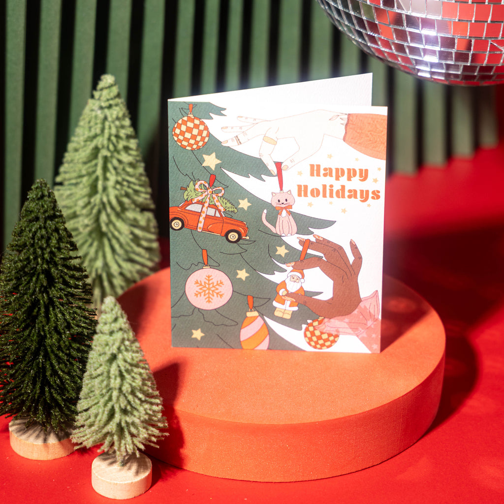 Holidays Decorating Tree Greeting Card
