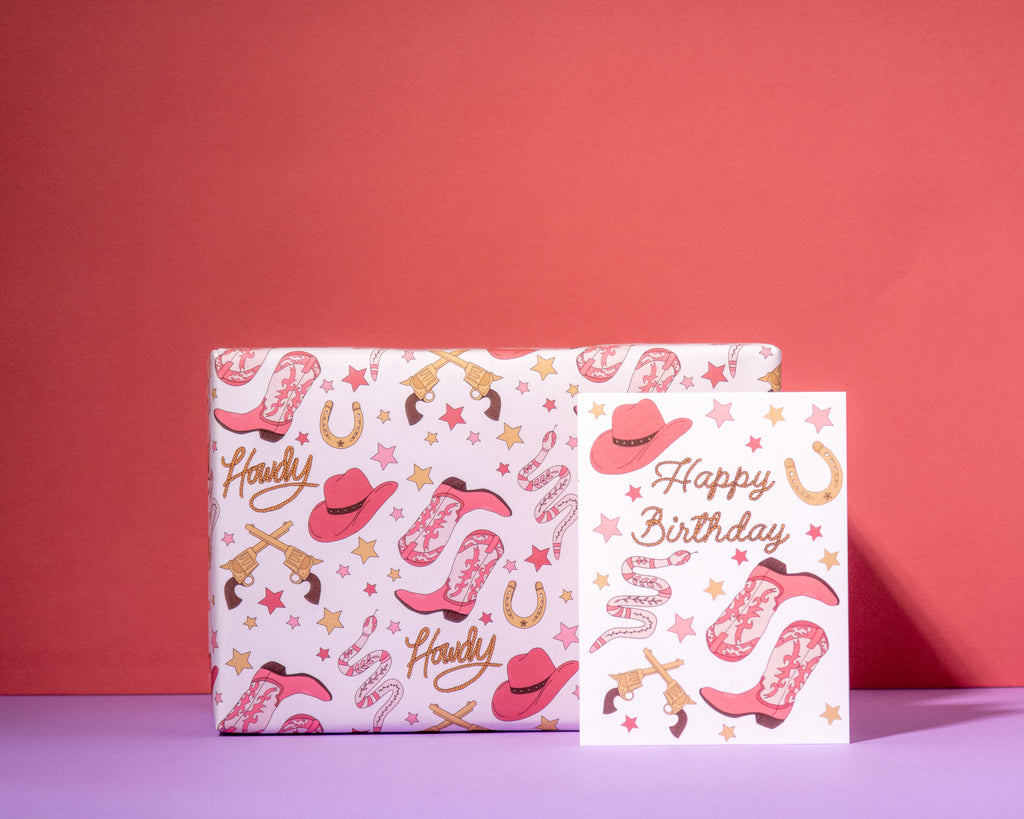 Cowgirl Gift Wrap 3 Sheets Rolled