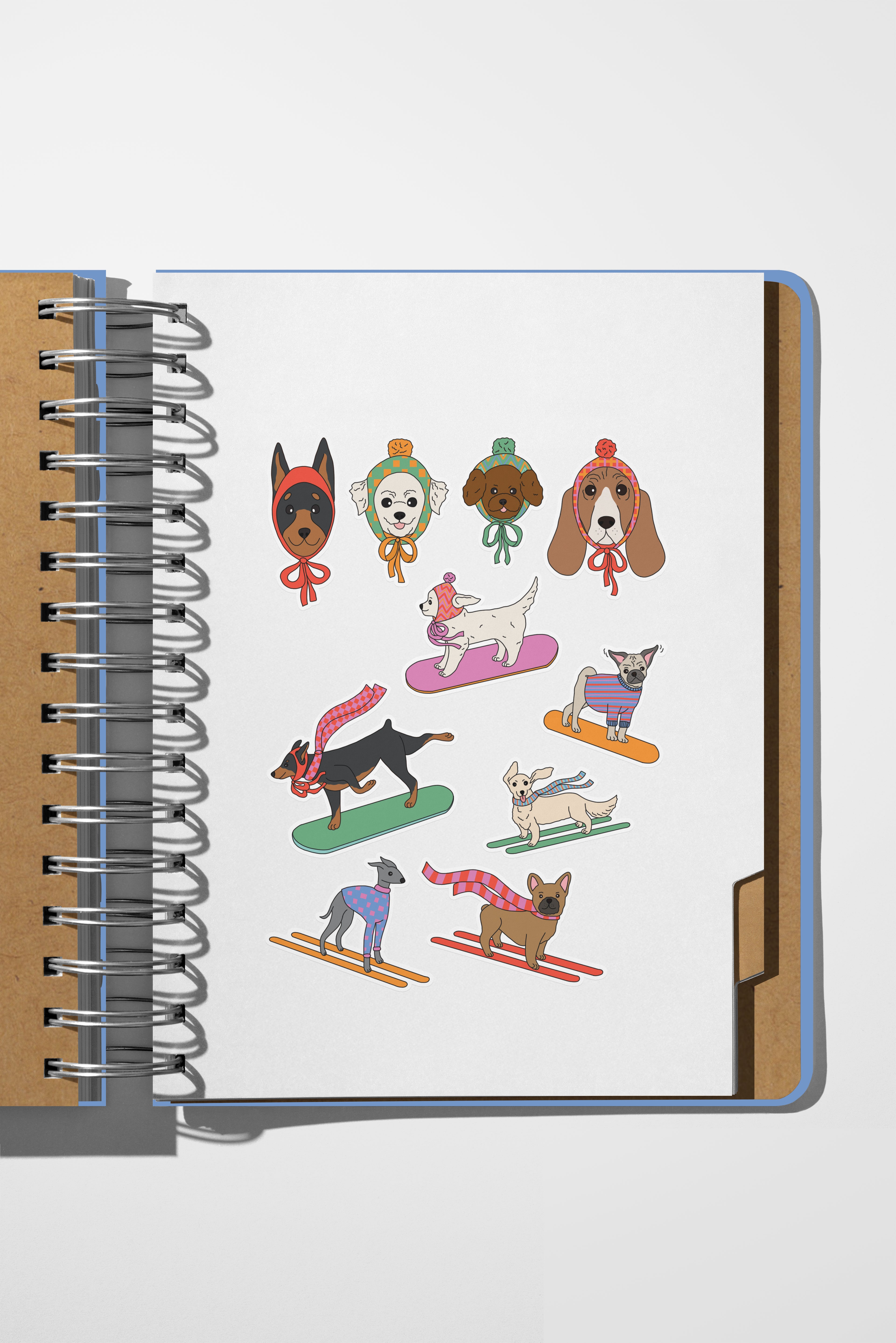 Snowboarding Dogs Sticker Sheet
